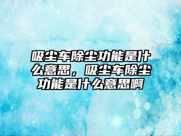 吸塵車(chē)除塵功能是什么意思，吸塵車(chē)除塵功能是什么意思啊